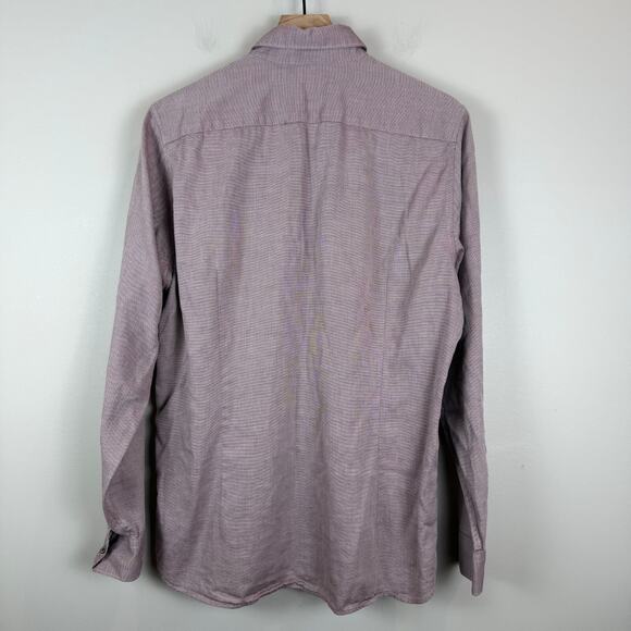 Ted Baker London Shirt Men 4 Large Pink Printed Long Sleeve Button Down Classic - Picture 6 of 8